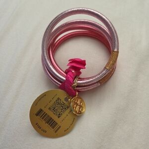Sz Small 🎠 Carousel Pink All Weather Bangles® (Set of 4) - Serenity Prayer